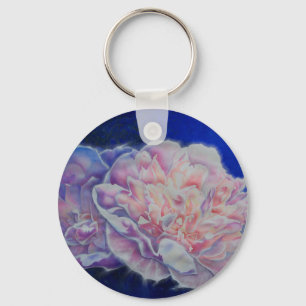 Romantic elegant pink white blue pastel watercolor key ring