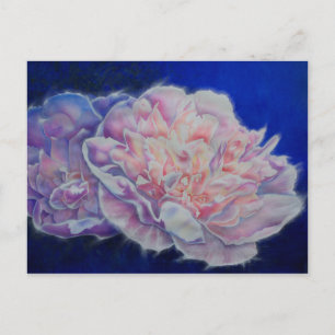 Romantic elegant pink white blue pastel watercolor postcard