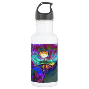Romantic elegant purple teal flower painting 532 ml water bottle