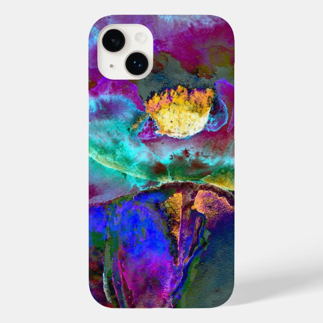 Romantic elegant purple teal flower painting Case-Mate iPhone case (Back)