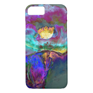 Romantic elegant purple teal flower painting iPhone 8/7 case