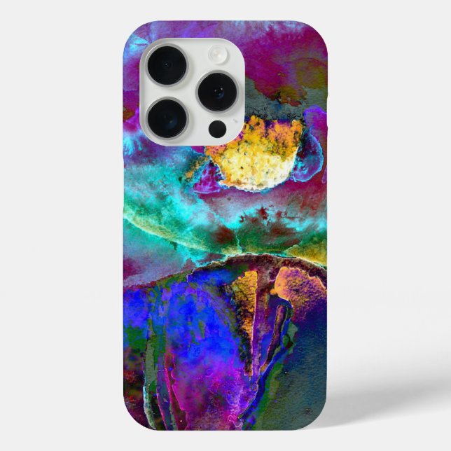 Romantic elegant purple teal flower painting Case-Mate iPhone case (Back)