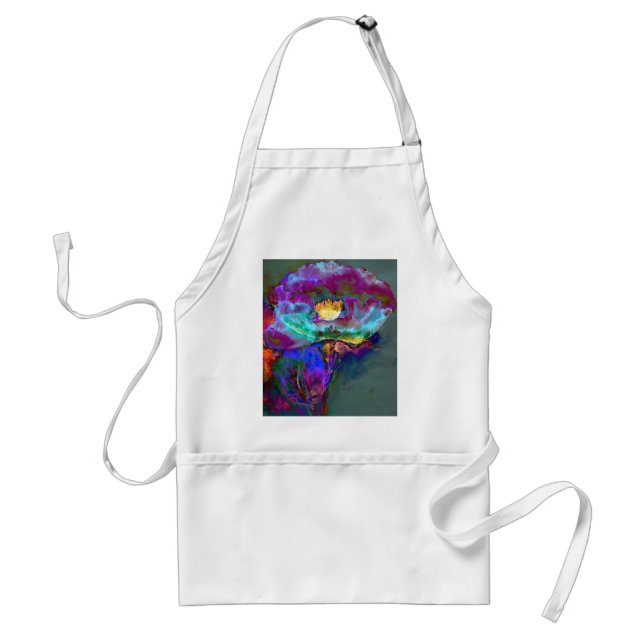 Romantic elegant purple teal flower painting standard apron (Front)