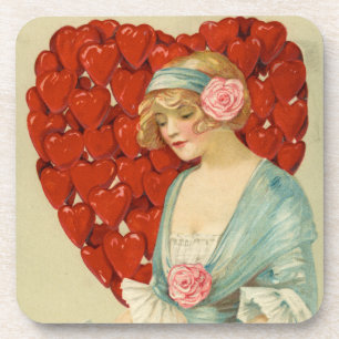 Romantic Elegant Retro Valentine, John Winsch 1910 Coaster