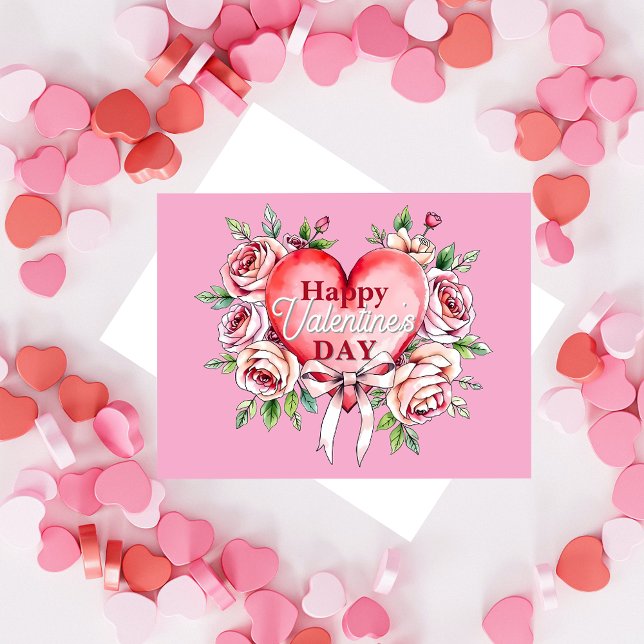 Romantic Elegant Roses and Heart Valentine's Day Holiday Postcard (Creator Uploaded)
