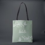 Romantic elegant sage green floral  tote bag<br><div class="desc">Unique simple tote bag featuring romantic and elegant white flowers on sage green background
FOR MORE MATCHING PRODUCTS click on the collection above or contact me.</div>