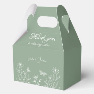 Romantic elegant sage green floral wedding favour box