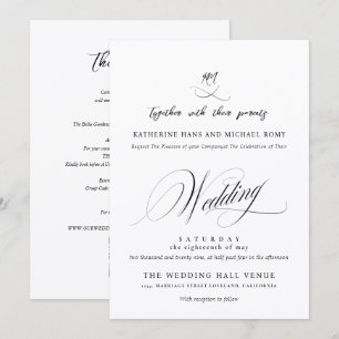 Romantic Elegant Script Calligraphy Wedding Invitation