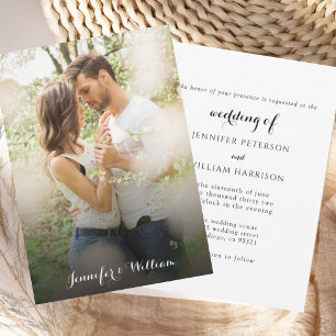 Romantic Elegant Script Photo Wedding Invitation 