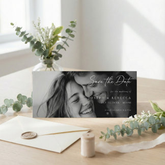 Romantic ELEGANT Script Photo Wedding Save The Date