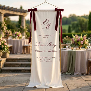 Romantic Elegant Script Red Welcome Wedding  Banner