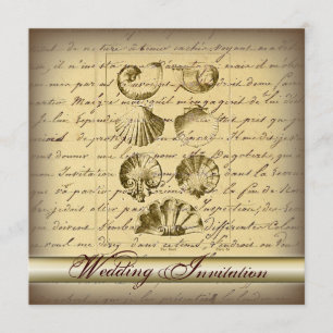 Romantic Elegant Seashell Beach Wedding Invitation