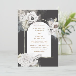 romantic elegant silver floral wedding invitation