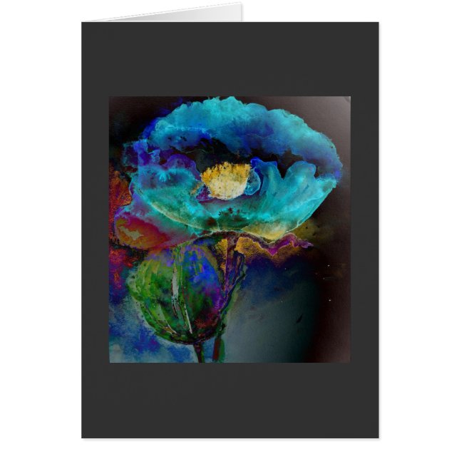 Romantic elegant teal floral watercolor painting (Front)