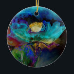 Romantic elegant teal floral watercolor painting ceramic ornament<br><div class="desc">A beautiful elegant abstract teal floral original watercolor painting by H Cooper.</div>