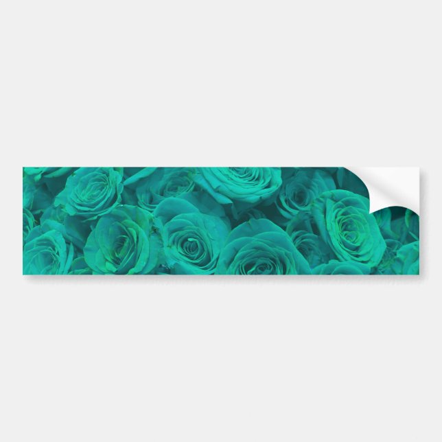Romantic elegant teal - green  roses bumper sticker (Front)