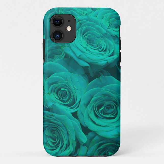 Romantic elegant teal - green  roses Case-Mate iPhone case (Back)
