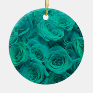 Romantic elegant teal - green  roses ceramic ornament