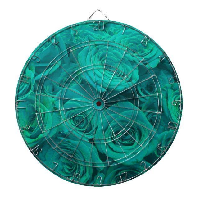 Romantic elegant teal - green  roses dartboard (Front)