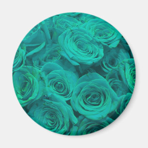 Romantic elegant teal - green roses magnet