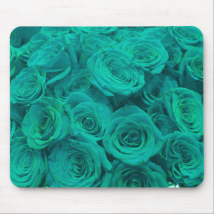 Romantic elegant teal - green  roses mouse pad
