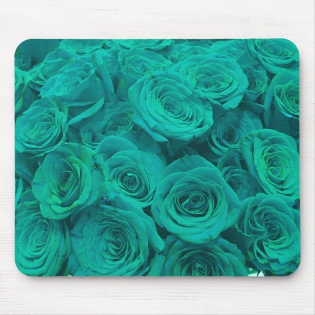Romantic elegant teal - green  roses mouse pad (Front)