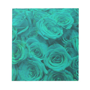 Romantic elegant teal - green roses notepad