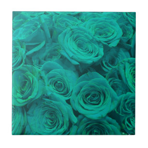 Romantic elegant teal - green  roses tile