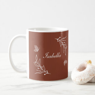Romantic elegant terracotta floral coffee mug
