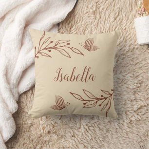 Romantic elegant terracotta floral cushion
