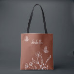 Romantic elegant terracotta floral tote bag<br><div class="desc">Unique simple tote bag featuring romantic and elegant white flowers on terracotta background
FOR MORE MATCHING PRODUCTS click on the collection above or contact me.</div>