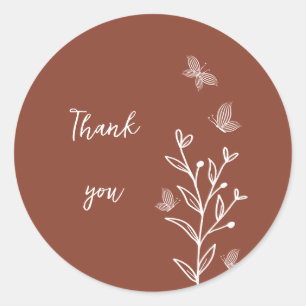 Romantic elegant terracotta floral wedding classic round sticker