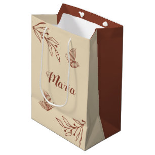 Romantic elegant terracotta floral wedding medium gift bag