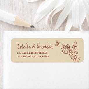 Romantic elegant terracotta floral wedding return address label