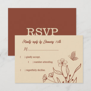 Romantic elegant terracotta floral wedding RSVP card