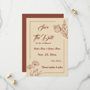 Romantic elegant terracotta floral wedding save the date