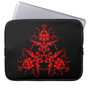 Romantic, Elegant Vintage Damask Red Goth Laptop Sleeve
