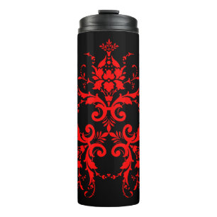 Romantic, Elegant Vintage Damask Red Goth Thermal Tumbler