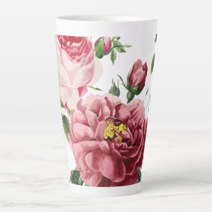 Romantic Elegant Vintage Pink English Roses Latte Mug