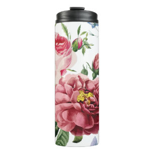 Romantic Elegant Vintage Pink English Roses Thermal Tumbler