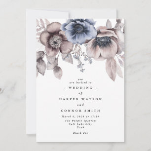 Romantic Elegant Watercolor Floral Wedding Invitation