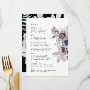 Romantic Elegant Watercolor Floral Wedding Menu