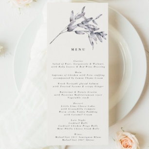 Romantic Elegant Watercolor Floral Wedding Menu