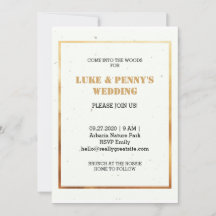 Romantic elegant white and gold wedding Invitation