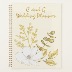 Romantic Elegant White Gold Floral Wedding Planner