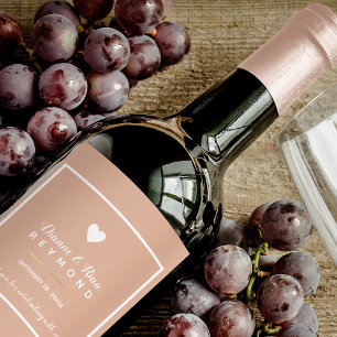 Romantic Elegantly Labelled Wedding Dusty Rose Wine Label