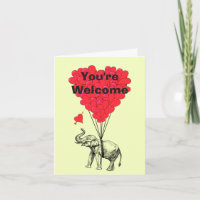 Romantic elephant and heart you're welcome