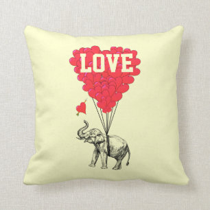 Romantic elephant and love text cushion