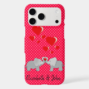 Romantic Elephants  Red Hearts On Polka Dots