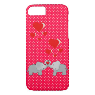 Romantic Elephants & Red Hearts On Polka Dots Case-Mate iPhone Case